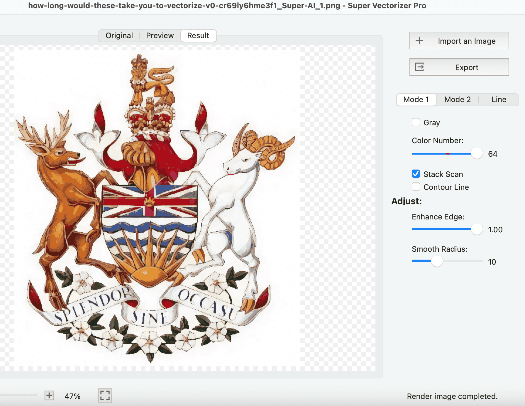 Colour vectorization of an emblem in Super Vectorizer Pro - HTTP Status Codes Reference