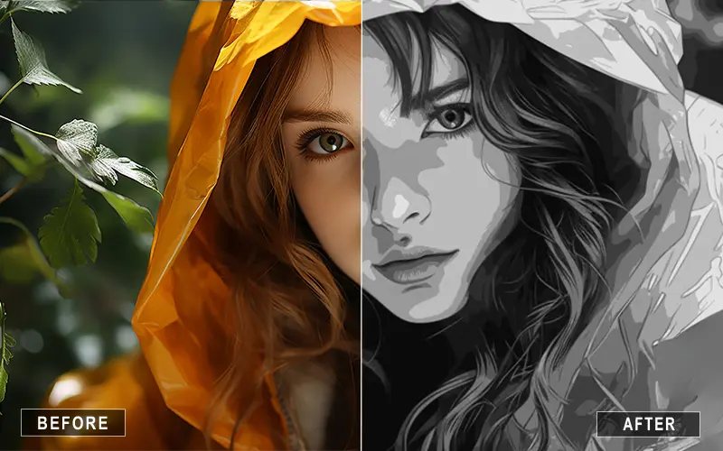 Portrait image turned into a vector-style poster with AI tracing - SVGVector Blog