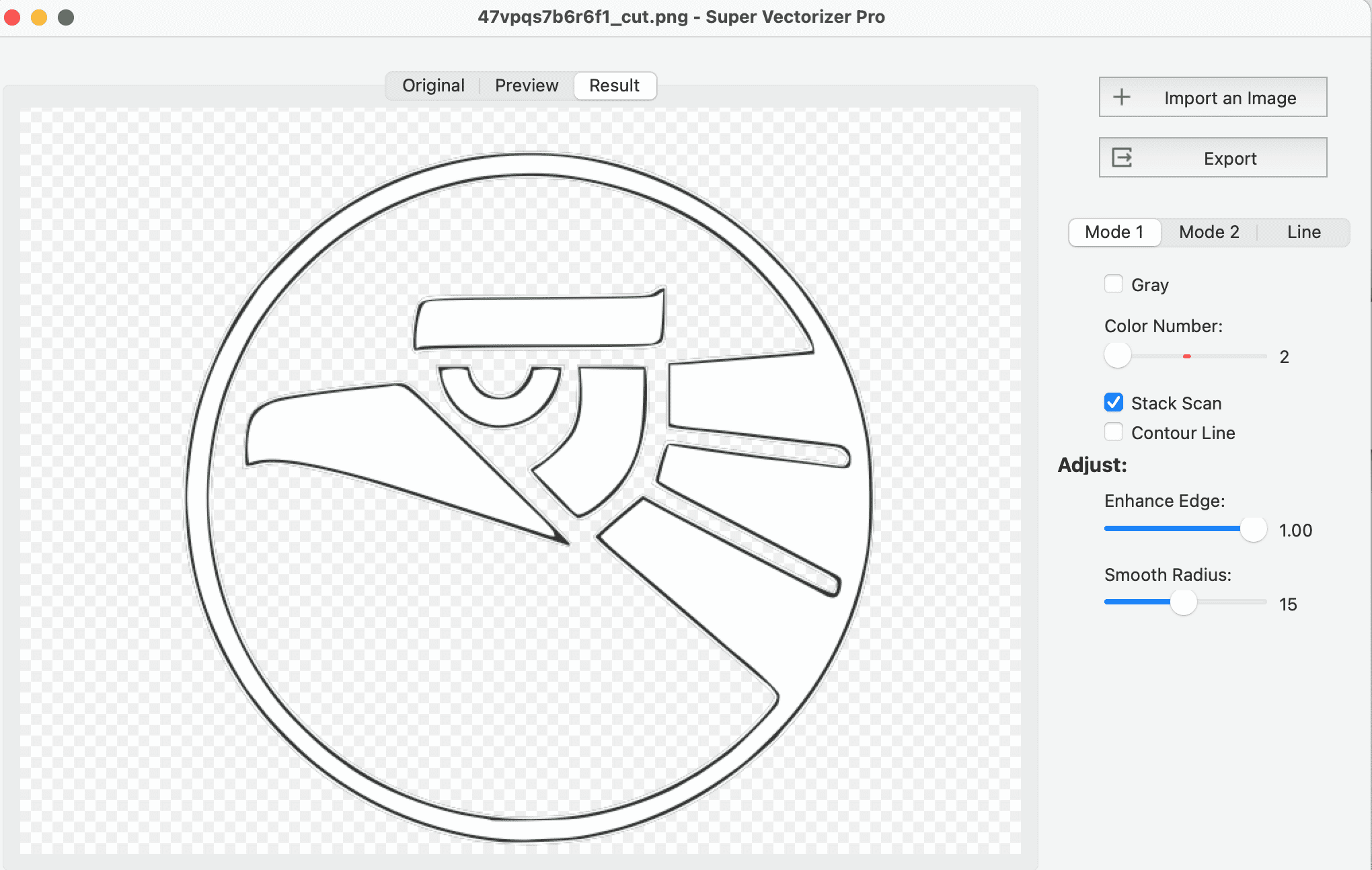 Line drawing converted into a clean vector outline - SVGVector Blog