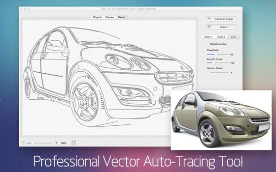 PNG to SVG online conversion - Super Vectorizer Pro turning a PNG logo into clean SVG vector paths
